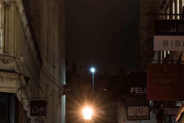 Bartlett Street, Bath, at night